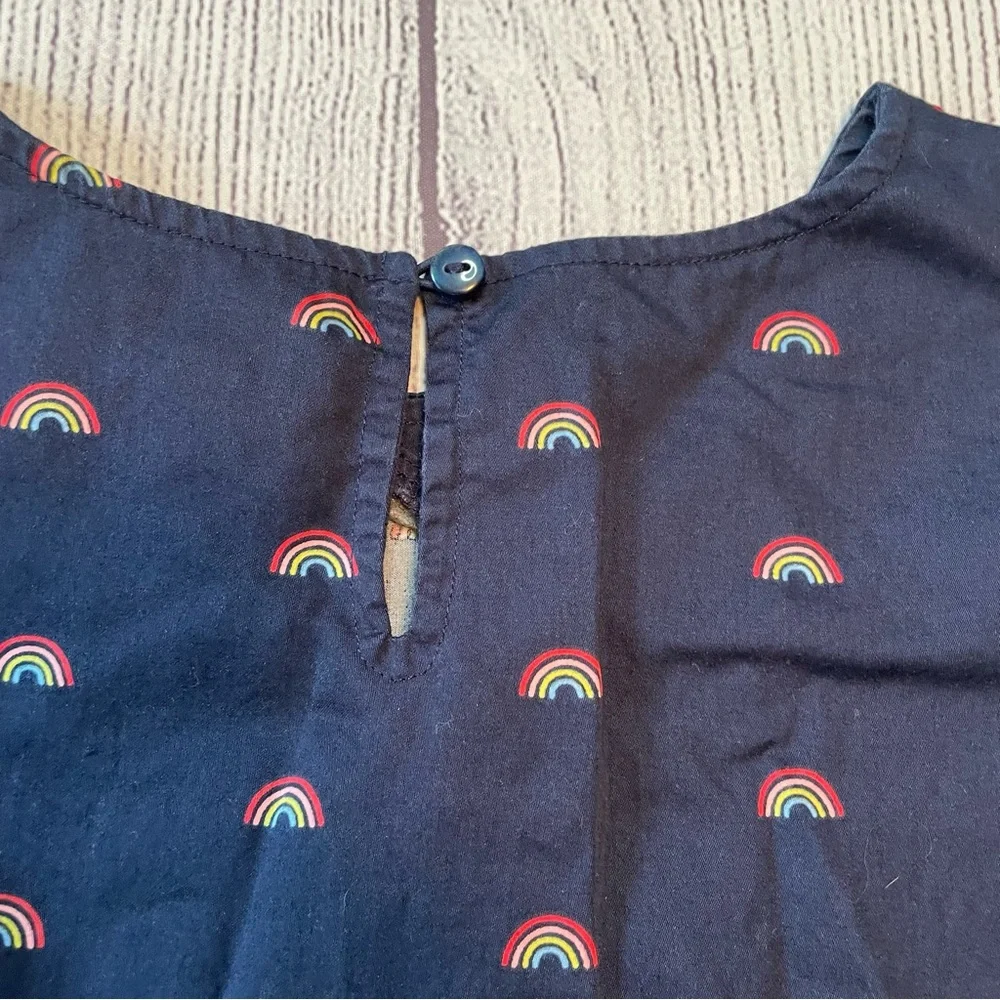 Gymboree So Ready For School Navy Blue Rainbow Top Size Medium (7-8)